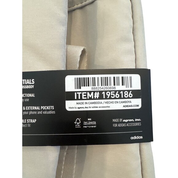 Adidas Essentials Sling Crossbody Adjustable Strap Sand Beige Multi-Pocket Desig - Picture 5 of 8
